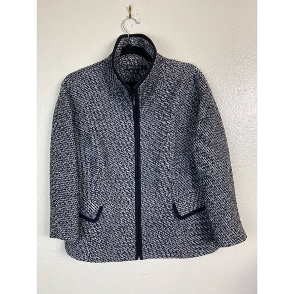 Lafayette 148 New York Wool Cashmere Camel Hair Tweed Jacket Size 12 Gray Black - Picture 16 of 16